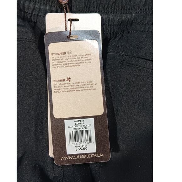 Calia Cropped Wide Leg Pants XS Black High Rise Athletic Lounge Activewear NWT - Picture 3 of 6